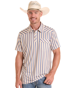 Panhandle Slim BM51T09057 Western Stripe Polo Natural