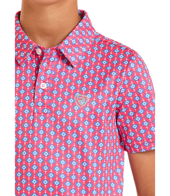 BB51T08714 Aztec Geo Polo Hot Pink