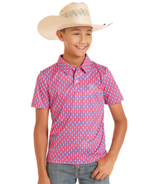 Panhandle Slim BB51T08714 Aztec Geo Polo Hot Pink