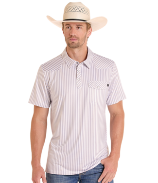 Panhandle Slim BM51T09335 Western Stripe Polo White