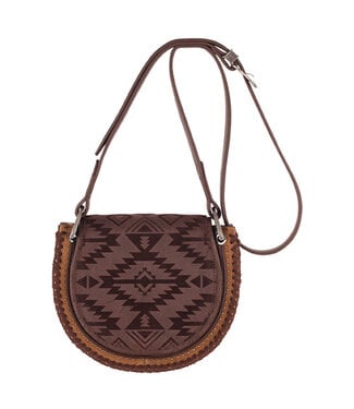 2511320144 CATCHFLY LADIES SADDLE BAG BROWN W/DESIGN