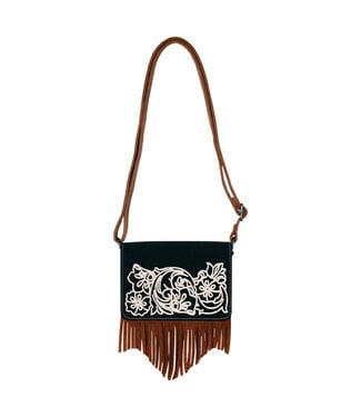 2622890541 CROSSBODY BLACK AND BROWN WITH FLORAL EMBROIDER