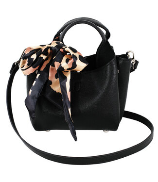 2622712012 SIGNATURE TINY TOTE BLACK WITH LEOPARD PRINT SCARF