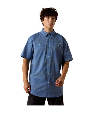 Ariat Intl 10073440 MNS PRINTED 360 AIRFLOW SS SHRT BLU M QRTZ