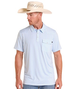 Panhandle Slim BM51T09059 Western Stripe Polo White