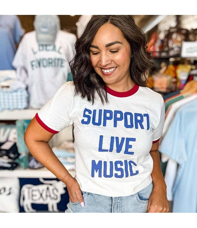 Support Live Music Vintage Graphic Tee