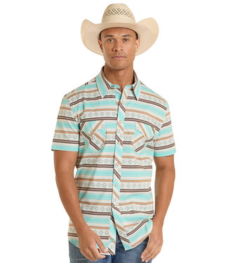 Panhandle Slim BMN3S08654 Stripe SS Snap Teal
