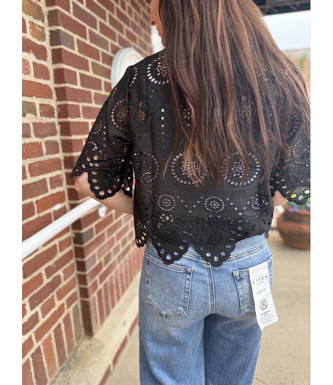 Button Down Eyelet Lace Shirt KCT1840A