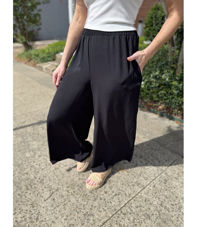 Black Flared Wide-Leg Pants HJW00794