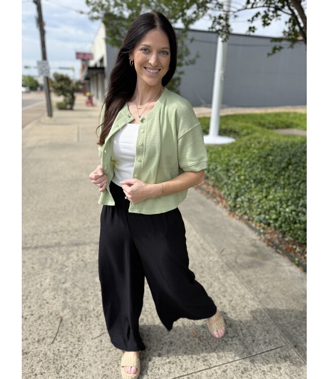 Black Flared Wide-Leg Pants HJW00794