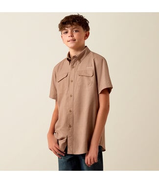 Ariat Intl 10073420 BOYS PRT VENTTEK OUTBOUND SS SHRT KH SWC