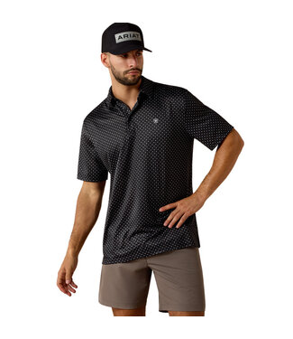 Ariat Intl 10073472 MNS ALL OVER PRINT SS POLO BLK MNI STR