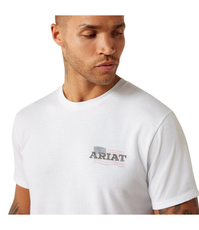 10080253 MNS ARIAT FREEDOM FLOW SS TSHRT WHT