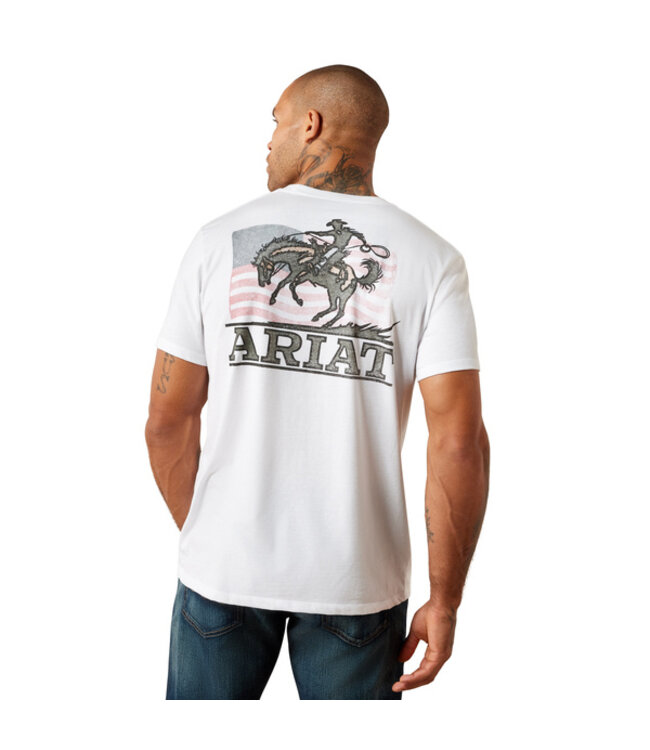 10080253 MNS ARIAT FREEDOM FLOW SS TSHRT WHT