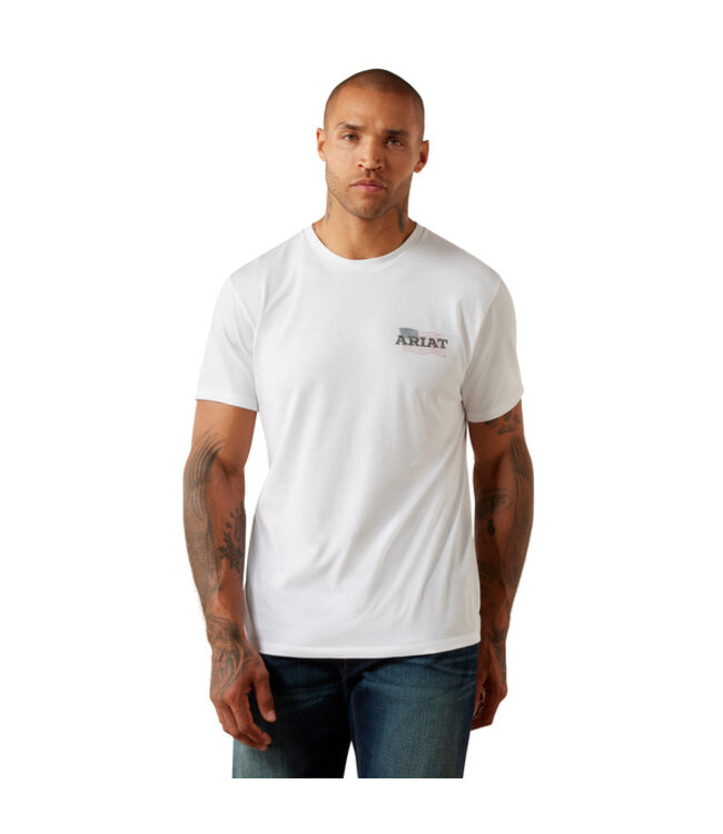 10080253 MNS ARIAT FREEDOM FLOW SS TSHRT WHT