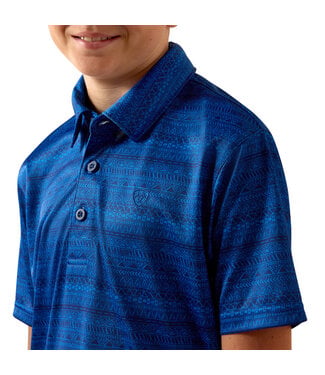 Ariat Intl 10073490 BOYS ALL OVER PRINT SS POLO BLQRTZ TSTRP