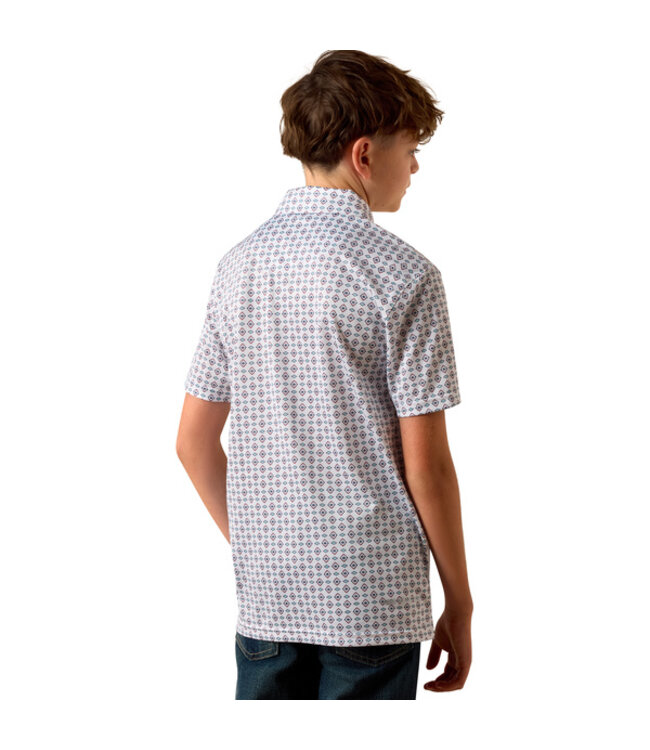 10073489 BOYS ALL OVER PRINT SS POLO WHT SW TRNG
