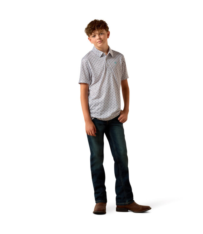 10073489 BOYS ALL OVER PRINT SS POLO WHT SW TRNG