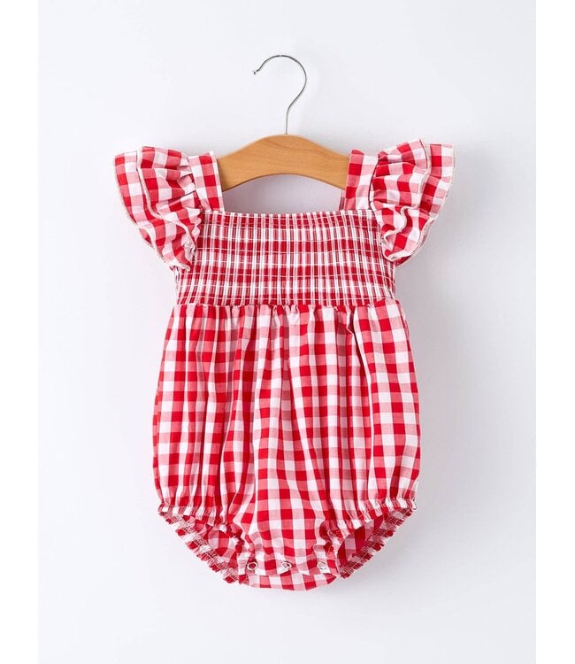 Girl Plaid Smocked Ruffle Romper
