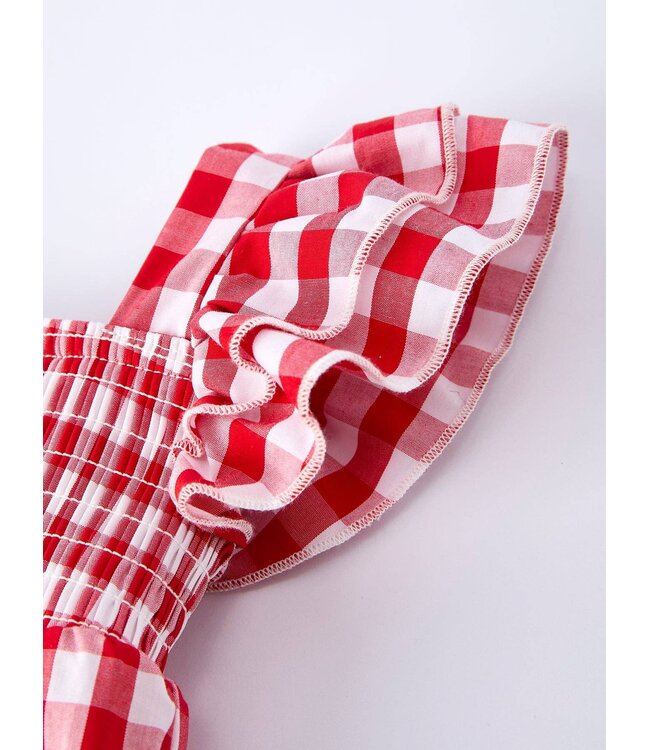 Girl Plaid Smocked Ruffle Romper