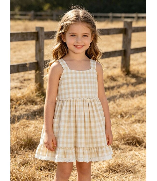 Plaid Girl Dress with Pocket