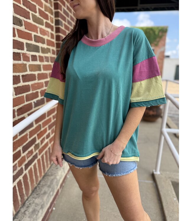Teal Combo T-Shirt AT3862S