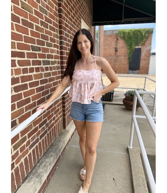 Floral Seersucker Babydoll Top A416