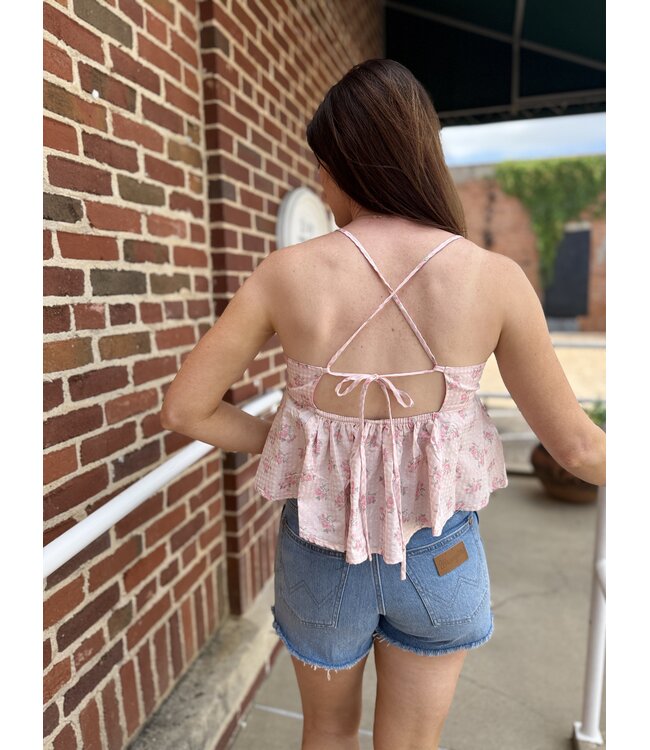 Floral Seersucker Babydoll Top A416