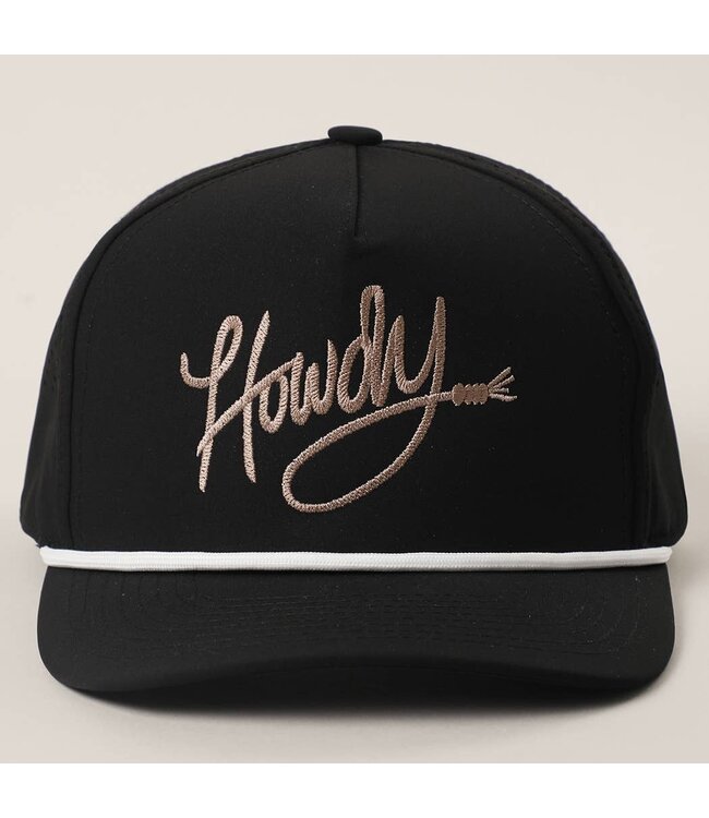 Howdy Embroidered Premium Materials Rope Strap Trucker Hat