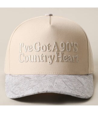 Fashion City I've Got A 90's Country Heart 3D Embroidered Trucker Hat