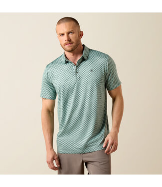 Ariat Intl 10073585 MNS ALL OVR PRNT HTHRD FTD SS POLO GRY