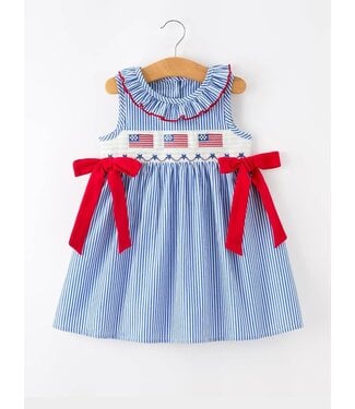 Rylee Faith Designs Girls Bow Smocked Dress