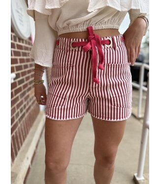 Red Striped Shorts R7112