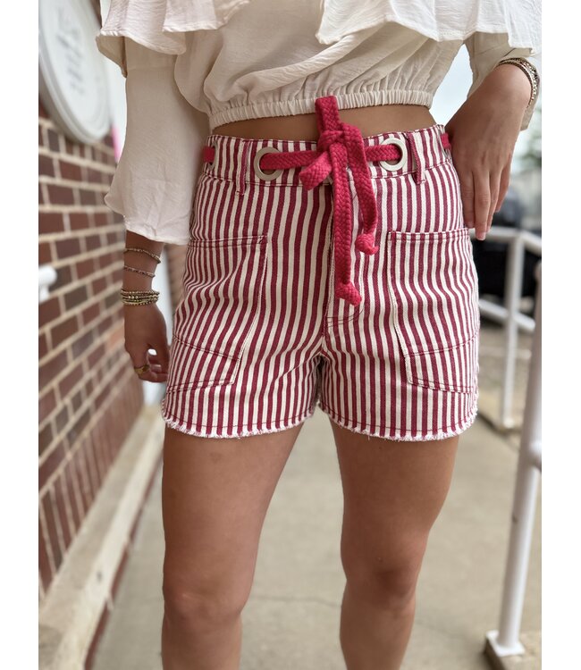 Red Striped Shorts R7112