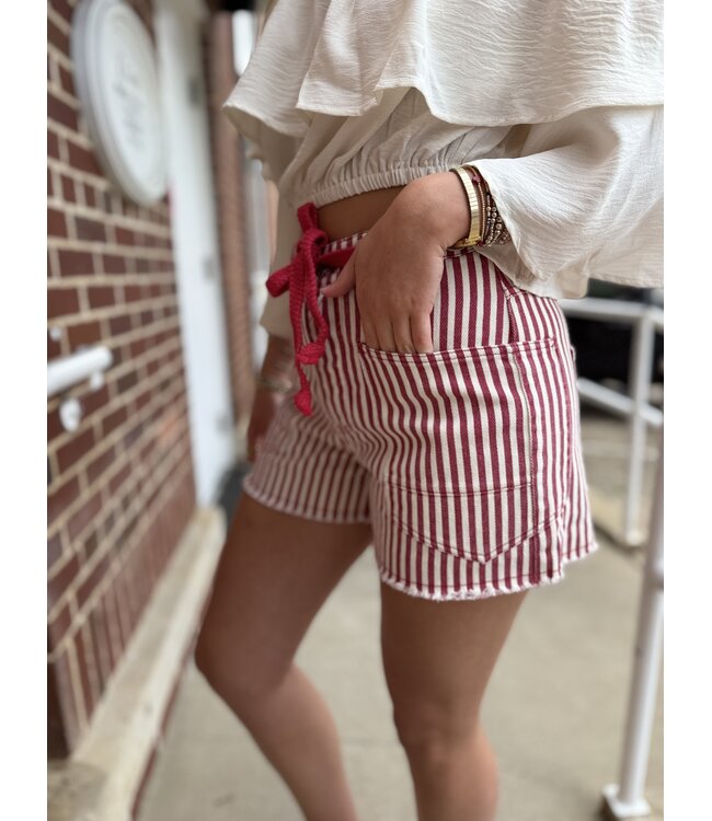 Red Striped Shorts R7112