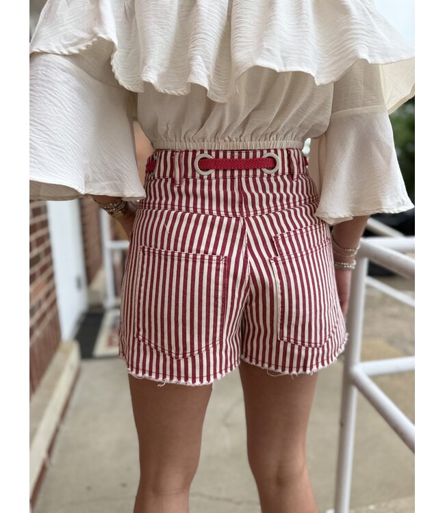 Red Striped Shorts R7112