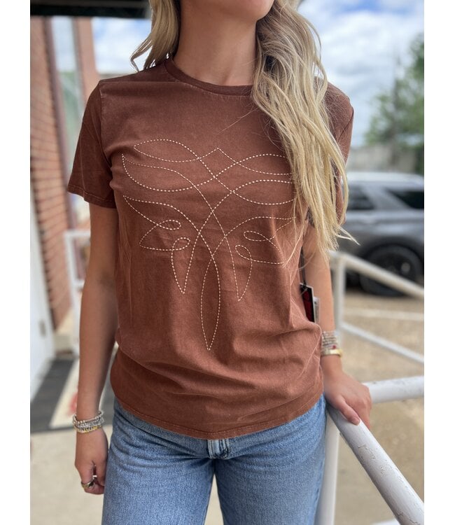 BW21T08797 Mahogany Boot Stitch Tee