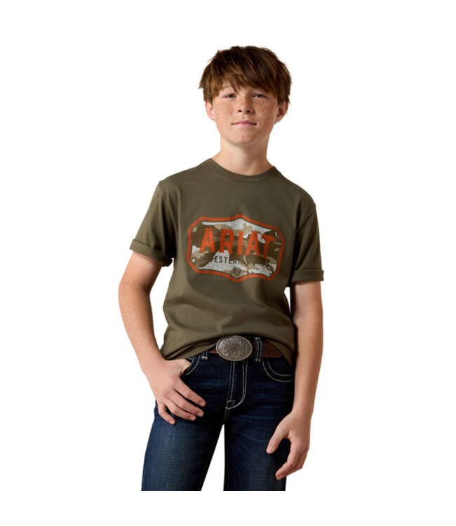 10079540 BOYS WILD CREEK CAMO SS TSHRT ARMY GRN