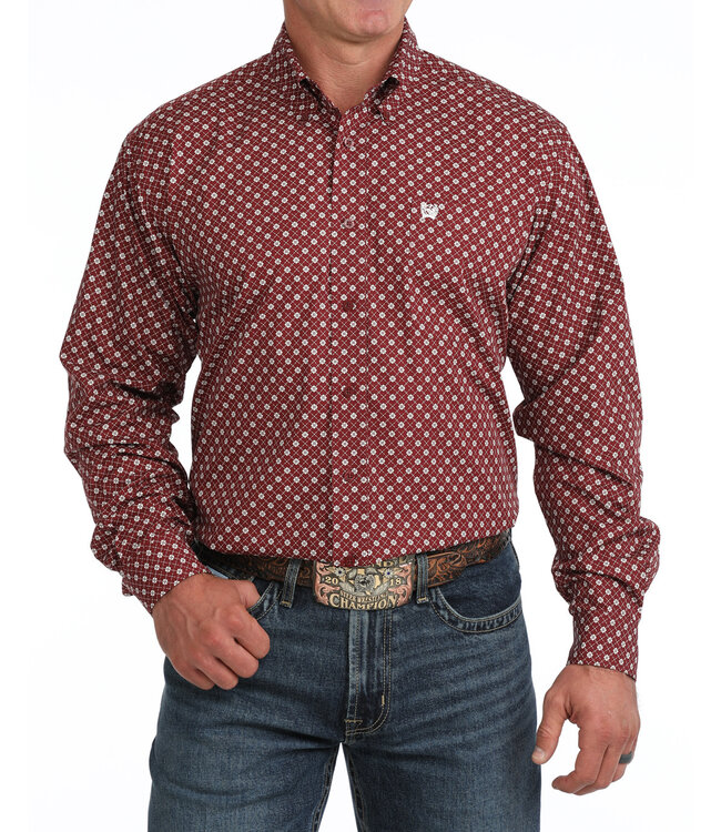 MTW1106141 MENS LS PLAIN WEAVE BURGUNDY
