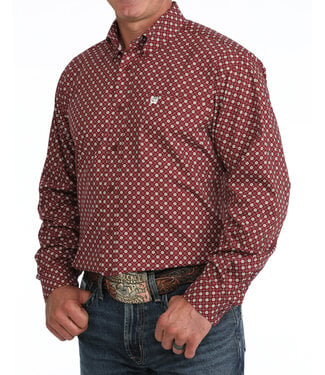 cinch MTW1106141 MENS LS PLAIN WEAVE BURGUNDY