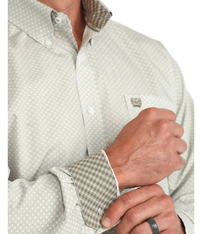 MTW1106128 LS PLAIN WEAVE PRINT OLIVE