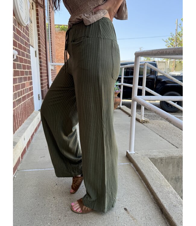 The Olive Pinstriped Trousers PK16095