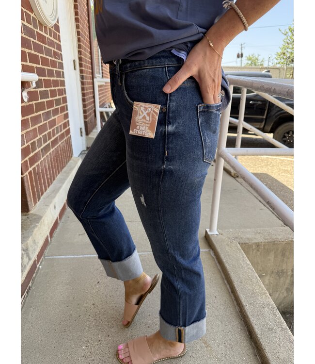Tummy Control Mid Rise Cuffed Straight PSC21653