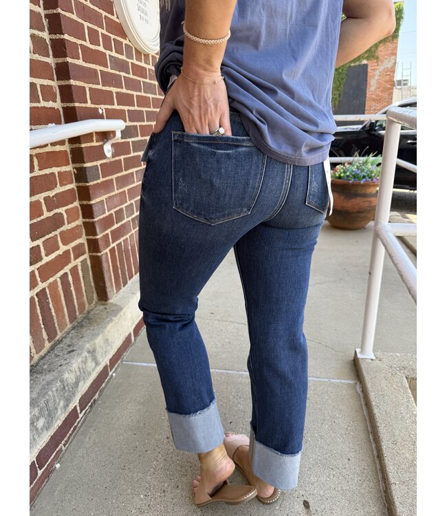 Tummy Control Mid Rise Cuffed Straight PSC21653