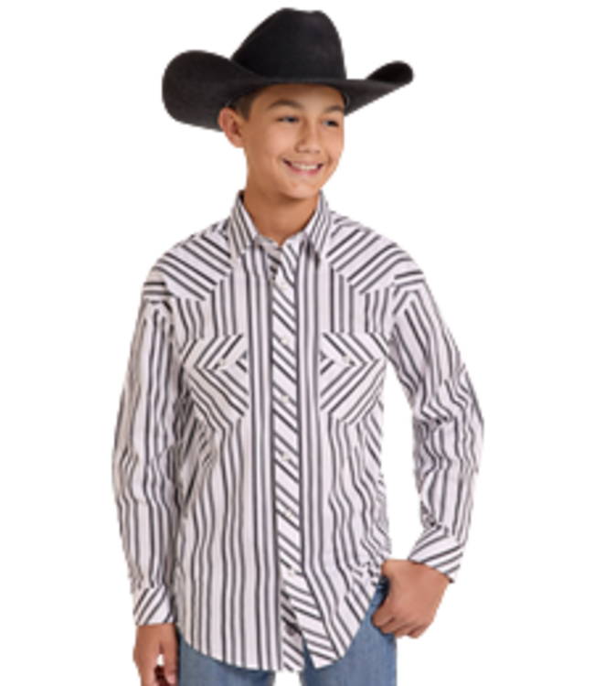 BBN2S09423 RR STRIPE PRINTED LS SNAP