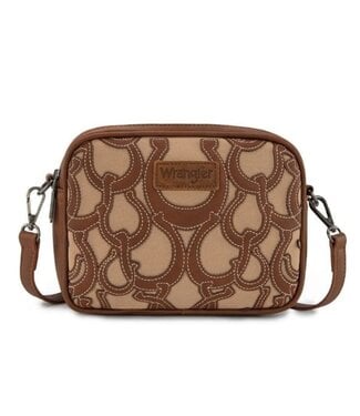 montana west WG292-8365BR Wrangler Horseshoe Cutout Double Zip Crossbody Bag