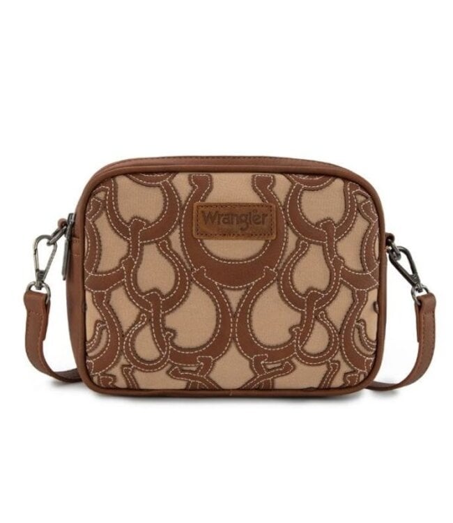 WG292-8365BR Wrangler Horseshoe Cutout Double Zip Crossbody Bag