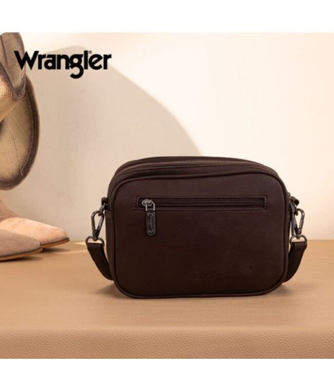 WG292-8365BR Wrangler Horseshoe Cutout Double Zip Crossbody Bag