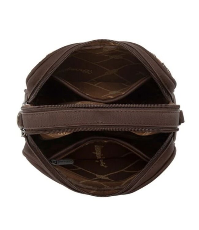 WG292-8365BR Wrangler Horseshoe Cutout Double Zip Crossbody Bag