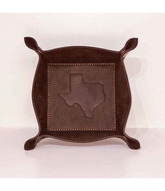 The Royal Standard Texas Leather Embossed Valet Tray Dark Brown 8x8
